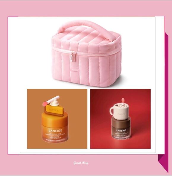 Laneige Lip Mask Limited Hot Cocoa Pumkin Pie With Toppers In Makeup Bag - Picture 1 of 6